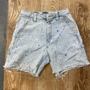 Wild Fable Light Denim Shorts with Blue and White Paint Splatter